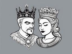 Marriage King and Queen Tattoos - Commemorate your marital bond in ink.  minimalist color tattoo, vector