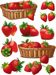 Strawberry Clipart, Juicy and ripe strawberries in a basket. 