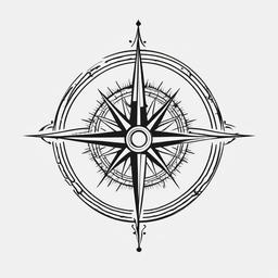 Compass Rose Tattoo - Tattoo featuring a compass rose motif.  simple vector tattoo,minimalist,white background