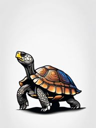 Tortoise Tattoo - Slow and steady tortoise on a journey  few color tattoo design, simple line art, design clean white background
