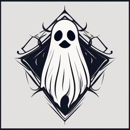 Simple Ghost Tattoo-Understated mystique, charm of minimalistic supernatural art.  simple vector color tattoo