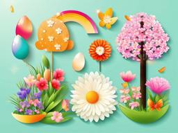 Spring clipart - spring festival with colorful decorations  