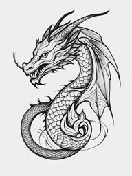 Tiny dragon tattoo, Small and charming dragon tattoo designs.  color, tattoo style pattern, clean white background