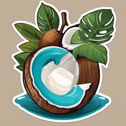 Coconut Water Sticker - Stay refreshed with the natural hydration of coconut water, , sticker vector art, minimalist design