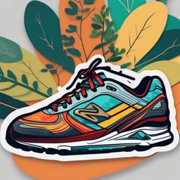 Running Trail Shoe Sticker - Outdoor fitness, ,vector color sticker art,minimal