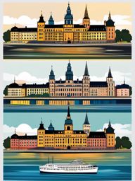 Stockholm clipart - Stockholm Palace and city islands,  color vector clipart