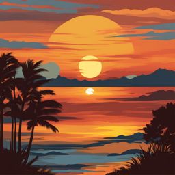 sunset clipart - painting the sky in warm hues. 