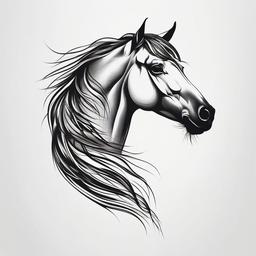 Horse Tattoo - Represents freedom, grace, and strength  minimal tattoo design,white background