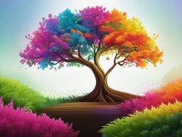 Rainbow Tree Background  