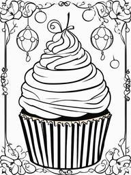 Cupcake Coloring Pages - Cupcake in a circus theme with clowns  simple coloring pages