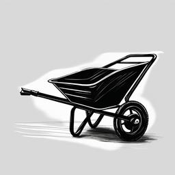 sketch of wheelbarrow  minimal rough sketch scribbles,doodles,black and white