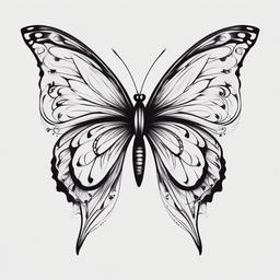 depression butterfly tattoo  simple color tattoo, minimal, white background