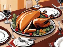 turkey clipart on a thanksgiving dinner table - a symbol of thanksgiving feasts. 