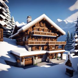 swiss chalet nestled in the snowy mountains - minecraft house design ideas 