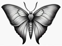 Luna Moth Tattoo Black and Grey - Embrace a classic and monochromatic look with a black and grey Luna moth tattoo design.  simple vector color tattoo, minimal, white background