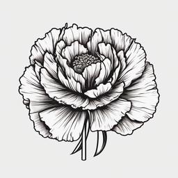 Carnation January Birth Flower Tattoo,Celebration of January birthdays with a carnation tattoo, representing the birth flower of the month.  simple color tattoo,minimal vector art,white background