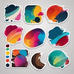 Palette and Paint Stains Sticker - Artistic palette with paint splatters, ,vector color sticker art,minimal