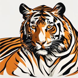 Tiger Clip Art - Powerful tiger with striking stripes,  color vector clipart, minimal style