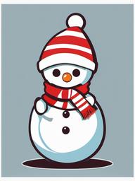 Elf clipart - playful elf hiding behind a snowman  color,minimalist,vector clipart