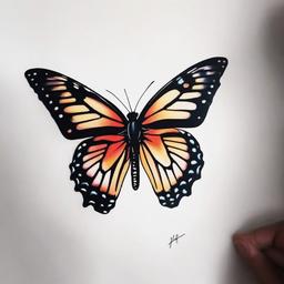 butterfly tattoo harry styles  simple color tattoo,white background,minimal