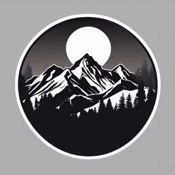 Mountain Silhouette Sticker - Rugged mountain silhouette, ,vector color sticker art,minimal