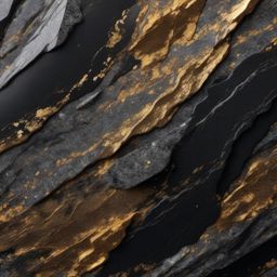 Granite displaying a mix of black, gray, and gold hues top view, product photoshoot realistic background, hyper detail, high resolution