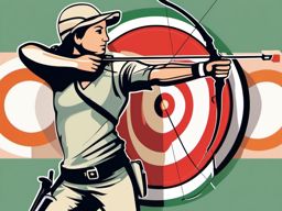 Archery Archer Aiming at a Target Clipart - An archer aiming at a target.  color vector clipart, minimal style