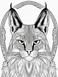 Caracal Coloring Pages - African Wild Cat with Tufted Ears  black outline printable coloring page