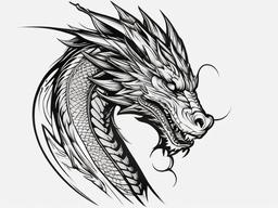 Dragon Throat Tattoo - Intriguing dragon tattoo designed for the throat area.  simple color tattoo,minimalist,white background