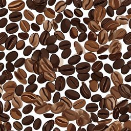 Coffee Beans Sticker - Scattered coffee beans illustration, ,vector color sticker art,minimal