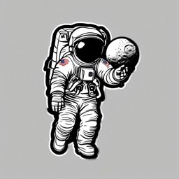 Astronaut Bootprint Sticker - Bootprint left by an astronaut on the moon, ,vector color sticker art,minimal