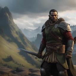 half-orc fighter,thrain thornblade,leading a daring rescue mission,the heart of enemy territory cinematic 8k, highly detailed,
