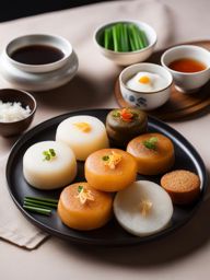 korean rice cake (tteok), chewy rice cakes served in various sweet and savory dishes. 