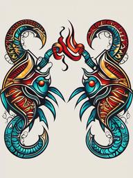 scorpio and pisces combined tattoo  simple vector color tattoo