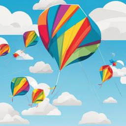 April clipart - kites flying in a clear blue sky  