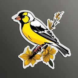 American Goldfinch Sticker - A bright American goldfinch with vibrant plumage, ,vector color sticker art,minimal