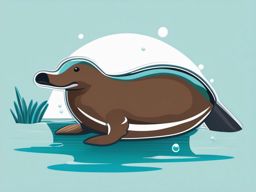 Platypus Clip Art - Unique platypus in the water,  color vector clipart, minimal style