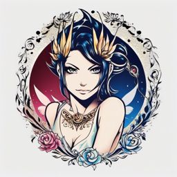 fairy tail fairy glitter tattoo  simple color tattoo style,white background