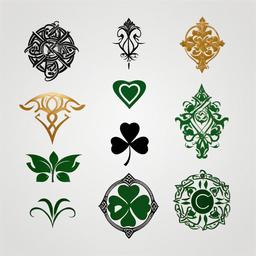 irish family symbol tattoos  simple color tattoo,minimal,white background