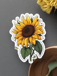 Sunflower Sticker - Bask in the sunny and uplifting presence of a cheerful sunflower sticker, , sticker vector art, minimalist design