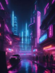 neon cyberpunk, a futuristic city at night, bathed in neon lights and cyberpunk aesthetics. 