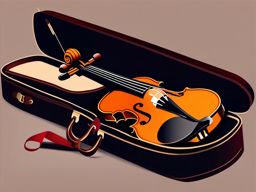 Violin Clipart - Elegantly crafted violin resting on a velvet-lined case.  color clipart, minimalist, vector art, 