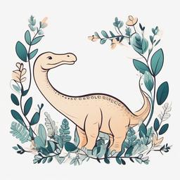 Cute Brontosaurus Tattoo - Embrace whimsy with a cute and endearing Brontosaurus-themed tattoo.  simple vector color tattoo,minimal,white background