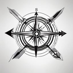 Arrow Compass Tattoo - Combination of an arrow and compass.  simple vector tattoo,minimalist,white background