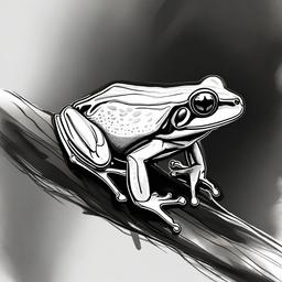 drawing of brown tree frog  minimal rough sketch scribbles,doodles,black and white