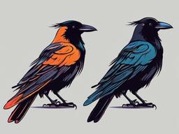 cute crow tattoo  simple vector color tattoo