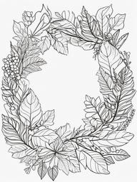 Wreath Making Coloring Pages - Creating Autumn Wreaths for Decor  minimal black outline printable sheet, coloring page