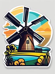 Countryside Windmill Sticker - Convey the pastoral beauty of the countryside with the iconic and windmill-shaped sticker, , sticker vector art, minimalist design