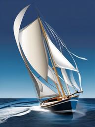 Boat clipart - yacht with sails billowing in the wind  