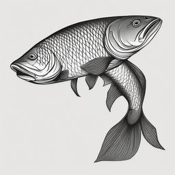 drawing of arapaima fish  minimal rough sketch scribbles,doodles,black and white